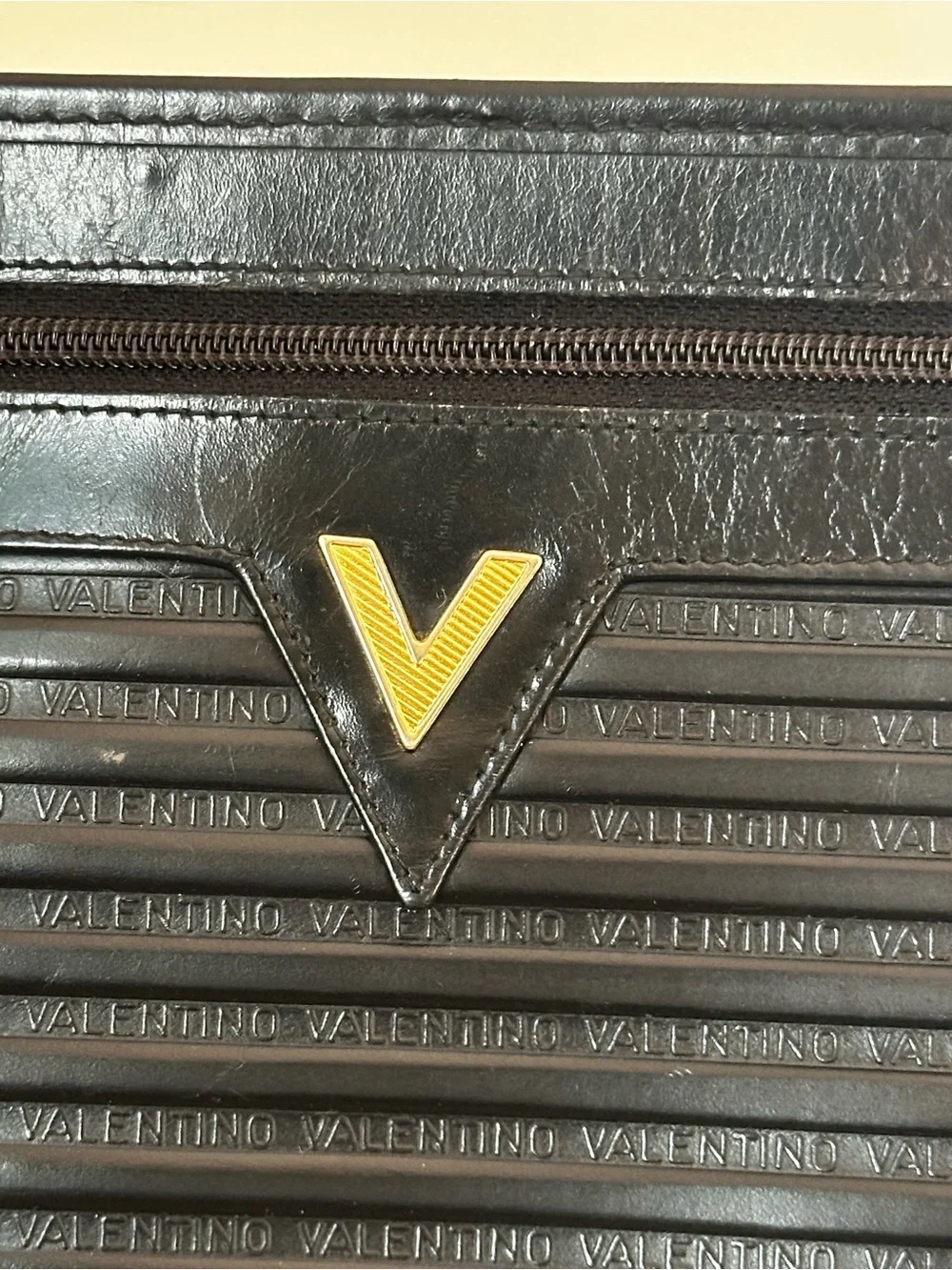Mario Valentino Signature Stripe Leather Clutch & Dustbag